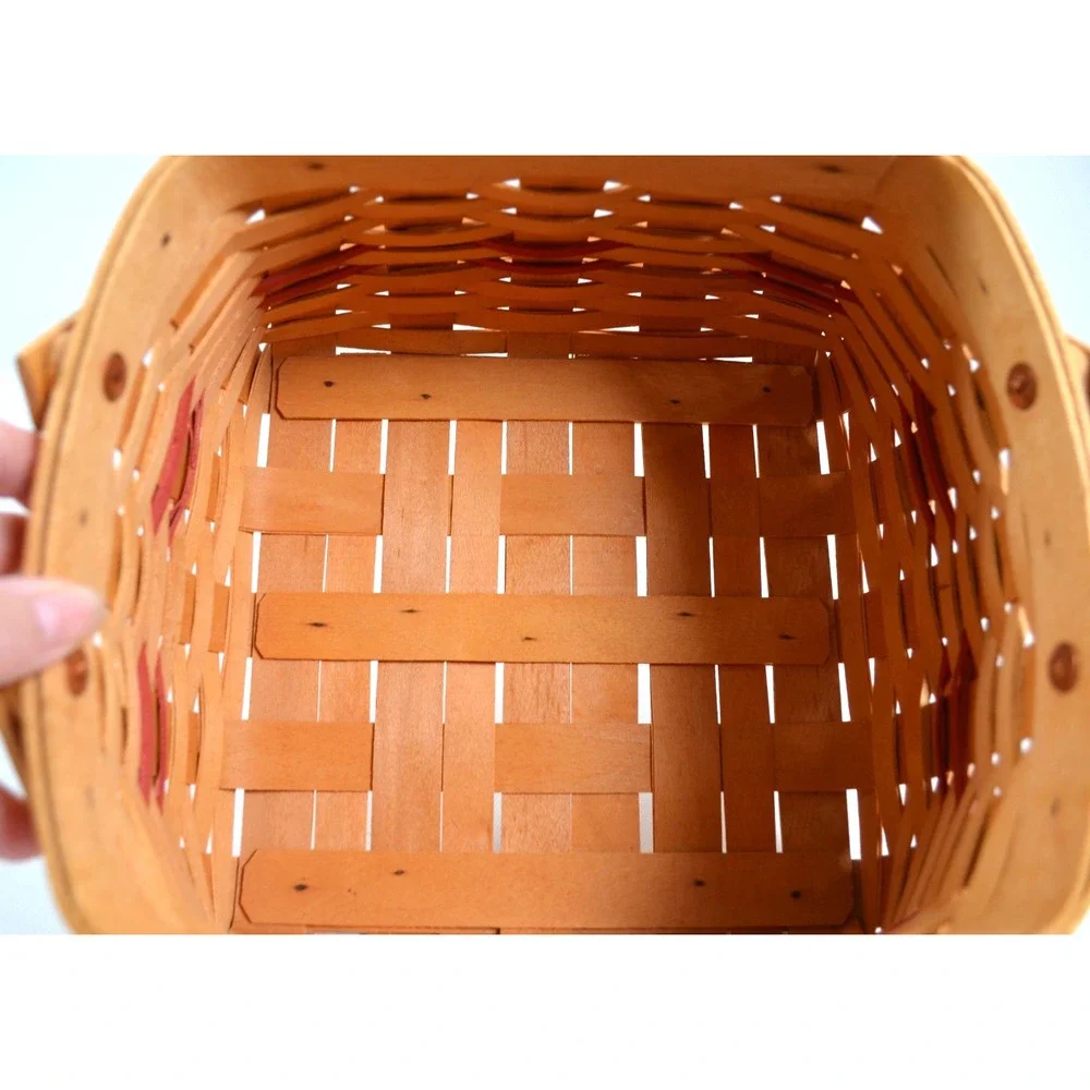 2000 Longaberger Christmas Deck The Halls Basket Plaid Liner 2 Plastic Inserts